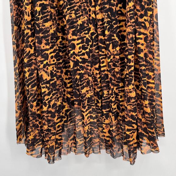AllSaints Cora Ambient Skirt Midi Size 6 Animal Print Pleated High-Low Sheer - Picture 8 of 15